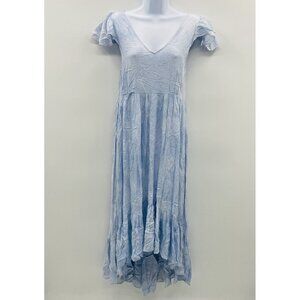 Raviya Womens Small Tie-Dyed Flutter-Sleeve High-Low Cover-Up Dress Blue $54